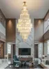 Design Large Decorative High Ceiling Chandelier Living Room Golden Chandeliers Staircase Modern Luxury Crystal