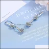 Charme S925 Timbre Sier Plaqué Cristal Charmes Rose Bleu Blanc Zircon Boucles D'oreilles Gland Crochet Type Femmes Bijoux De Mode Wedd Dhseller2010 Dhu2L