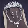 Set di gioielli da sposa Fiore barocco Cristallo nuziale per le donne Set di orecchini con collana e corona di strass di lusso