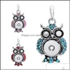 Pendant Necklaces Sier Color Snap Button Jewelry Owl Rhinestone Pendant Fit 12Mm Snaps Buttons Necklace For Women Men No Dhseller2010 Dhl0N