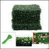 Decorative Flowers Wreaths Decorative Flowers Wreaths Pcs Artificial Boxwood Grass 25X25Cm Backdrop Panels Topiary Hedge Plant Gar8468089