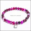 Braccialetti con ciondoli Bracciale in pietra naturale di cristallo Agate Perline rotonde Braccialetti per le donne Corde fatte a mano a mano Fascino Yoga J Dhseller2010 Dhphm