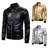 Herenjacks heren nachtclub jas casual workout top mode sport sweatshirt revers jas gouden stukje black zwart