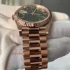 Relógios masculinos de luxo de alta qualidade Rose Gold Day Date 228235 40MM Verde Oliva Roman Dial Near Mint Movimento Automático Mens Watc317a