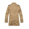 Trench da uomo Giacca a vento da uomo Vintage Black Khaki Primavera Autunno Business Trench Uomo Doppio petto Cappotto lungo classico retrò Uomo 220907