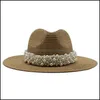 Stingy Brim Hats Women Jazz St Hat Beach Sun Protection Cap Ladies Pearl Wide Brim Caps Woman Girls Rese Hats Spring Summer DH4HB