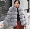 Women's fox Fur Faux Winter Coat Plus Size Womens Stand Collar Long Sleeve Jacket Outerwear Outerwear elegant Rabbit and raccoon knitted mink ladies clothing 3xl 4xl