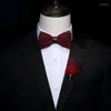 Fliege JEMYGINS Original Schwarz Red Dot Feder Handgemachte Krawatte Mode Leder Bowtie Brosche Pin Geschenk Box Set Für Männer hochzeit Party