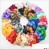 Pony Tails Holder Women Lady Girls Silk Scrunchie Holder Scrunchy Elastic Handmade Hair Band Tie Ponytail Headband Headwear Accessori Dhyto