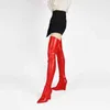 Stivali Moda Scarpe da donna Inverno Pelle verniciata Zeppe a punta sopra il ginocchio Coscia alta taglia grande 220906