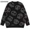 Hommes Pulls Hommes Pulls Tricotés Y2K Grunge Hip Hop Crâne Squelette Pulls Pull Streetwear Automne Harajuku Mode Punk Gothique Pulls T220906