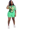 2022 Summer Women Shorts Jumpsuits Playsuits Bodysuits Sexy Printed Hip Hop Street Split Tassel Short Sleeve Rompers