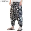 Calças masculinas de linho de algodão folgadas calças de harém de homens Hip-hop Mulheres de tamanho de calça de perna larga de pernas largas Casual calças longas vintage Pantalones Hombre 220907