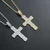 Collane con ciondolo Rock Cross Pendenti in ottone Mirco Pave Prong Setting CZ Men Gioielli Hip Hop CN341