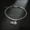 Anklets Bohemian Alloy Animal Feet Elephant Sun Mti-Layer 가죽 로프 스퀘어 비드 체인 Anklet Female Beach Accessorie Dhseller2010 DHNAP