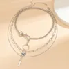 체인 So Geometry Sword Checkerboard Star Letter Iron Alloy Jewelry Necklace for Women Hip Hop 펑크 과장 파티 바 선물