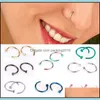 Party Favor 6 8 10Mm Nose Rings C Stainless Steel Solid Color Mens Womens Hoops Piercing Jewelry Party Favor 0 35Lq E19 Drop Delivery Dhmlp