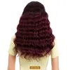 Syntetyczne peruki Burgundowe koronkowe peruki czołowe dla kobiet ludzkie włosy luźne luźne peruka głęboko koronkowe 99J ciemne brazylijskie koronkowe peruki ludzkie włosy t220907
