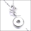 Bouton pression bijoux blanc Zircon rond pendentif Fit 18Mm boutons pression collier pour femmes Noosa D085 Dr Dhseller2010 Dhbp7