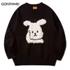 Men's Sweaters Men Jumpers Sweaters Harajuku Fuzzy Cartoon Rabbit Knitted Pullover Sweater Men Women 2022 Autumn Fashion Casual Loose Sweaters T220906