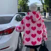 Women's Jackets 90s Harajuku Heart-shaped Print Plush Jacket Women Winter Korean Large Size Long Sleeve Hooded Coat Thick Warm Couple Streetwear 220907