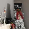Décorations de Noël Décoration d'arbre écologique Classique Plaid Creative Xmas Topper Top Hat Pendentif