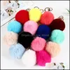 Keychains Fashion Pom Keychains Keyring Imiteer Rabbit Fur Ball Keychain Bag Pluche Car Key houder Hanger Chain Ring voor wo Newdhbest Dhifh