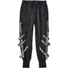 Calças masculinas Houzhou calças de carga preta homens jogadores de cargo de cargo para homens jogando roupas de rua japonesas hip hop hippie techwear gótico fita 220907