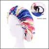 Beanie/Skull Caps Satin Silk Bonnet Sleep Cap Hats Tie-Dyed Night Hat Double Side Salon Head Hair Ers Caps For Women Christmas Gift D Dhhn5