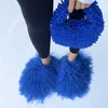 Evening Bags Fuzzy Trendy Restocked High Quality Fluffy Hand And Mongolian Fur Slides Sets