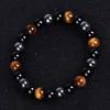 Strand hematita tigre olho de olho preto bracelete de miçanga natural pulseira de contas de pedra pulseira para homens jóias de moda feminina