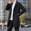 Мужские траншевые пальто осенние и зимние мужские палаты молодежи плюс шерстяное пальто мужская корейская версия средней длины для мужчин 220907