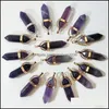 Charms Lot Amethyst Natural Stone Charms Hexagonal Column Pendant Reiki gu￩ris