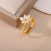 Cluster Rings Vintage Flower Bud Plating Ring Switch Bling Crystal Zircon Charm Jewelry For Women Bijoux Femme 2022