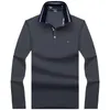 Herrpolos polo skjorta långärmad lapel Paul Pocket Cotton T-shirt Lossa stort företag Casual Wear 220907
