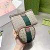 Women Ophidia Pocket Waist Bags Hand Clutch Handbags Purse Red Green Ribbon Canvas Leather Heart Pocket Two Wallets Change Wallet208c