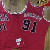 Sömda retro baskettröjor Rodman 91 Dennis Kukoc 7 Toni Rose 1 Derrick Red White Black High Quality Jersey Size S-XXXL