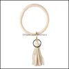 Porte-clés Porte-clés Bracelet en cuir Porte-clés Bracelet Bracelet Personnalisé Big O Boucle Porte-clés Bracelets Avec Tassel Keychians Drop D Dhtfj