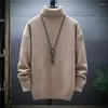 Men's Sweaters 2022 Winter Thick Men's Slim Sweater Solid Color Turtleneck Pullover Mens Korean Casual Men Long Sleeve Knitwear Coats