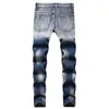 MID midja mäns raka rippade jeans slipsar färgämne casual nödställda denim byxor mode smala fit byxor storlek 28-42 pantaloner