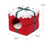 منازل الكلب بيوت الإكسسوارات عيد الميلاد CAT CAT CANNEL CUSHION CUSHION SMALL DAGS CATS NEST WINTER WARTH SLEAIN APT DOG BED SED SEDS