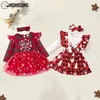 Speciale gelegenheden Kiskissing Baby Girl Dress Sets Moeder Kinderen Charm Plaid Fashion Holiday Cute Born Christmas Styles kleding Outfits Suits 220907