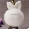 Keychains pompom Keychains Faux Rabbit Fur Ball Key Chain Keyyrings Keys 홀더 펜던트 Charm Fluffy Keyring Fashion Accesso Mjfashion DHL5W