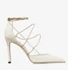 Fashion Summer Olesia Sandals Shoes Women Gold Chains Pointed Toe Nappa Leather Black White Oriana Lady Party Dress Wedding Sexy Pumps