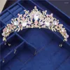 Set di gioielli da sposa Fiore barocco Cristallo nuziale per le donne Set di orecchini con collana e corona di strass di lusso