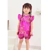 Ethnische Kleidung 2022 Sommer Floral Baby Mädchen Kleidung Sets Outfits Säuglingsanzüge Jahr Chinesische Tops Kleider Kurze Hosen Qipao Cheongsam