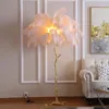 Lampadaires Nordic Simple Plume d'autruche Lumières Salon Lampe Stand Chambre Moderne Éclairage Intérieur Décor Foyer Debout