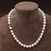 8-9 мм натуральное южное моря Белое жемчужное ожерелье 18 дюймов 925 Silver Clasp339G