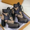 Botas femininas de designer Rois tornozelo Martin e botas de nylon de inspiração militar sapatos de combate botas de cavaleiro de alta qualidade com caixa NO13