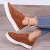 2022 Nya modekvinnor Flat Casual Shoes Bekväm utomhussportplattform Plus Size Round Head Women's Shoes 2022 Spring Winter Sport Suede Sneakers Lace Up Oxford